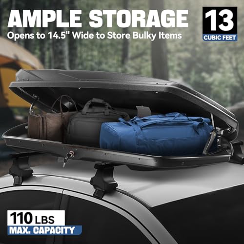 Auto Dynasty Hard Shell Roof Top Car Storage Cargo Carrier, Glossy Black L344