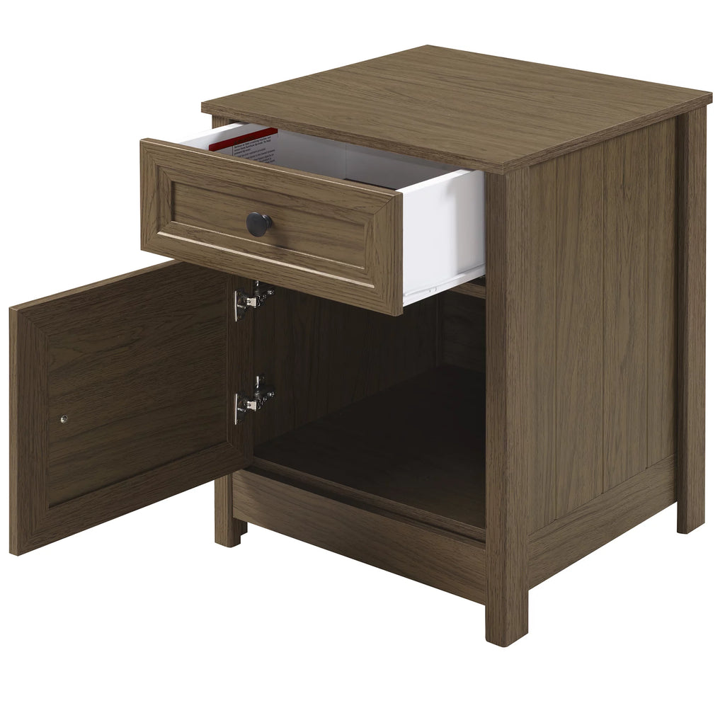 Manor Park Classic 1 Door Drawer Nightstand, Dark Walnut F8046