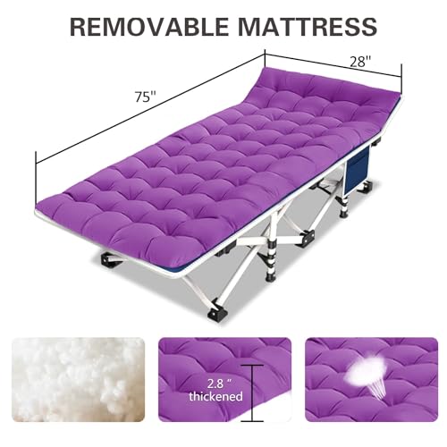 Camping Cot with Thick Pad, Folding Bed, Heavy Duty with Carry Bag I101