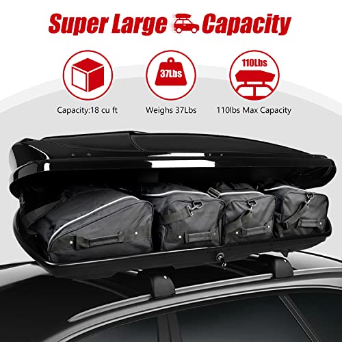 DNA MOTORING Rooftop Cargo Box Lockable Car Top Storage Case 110 Lbs Textured Black P1853