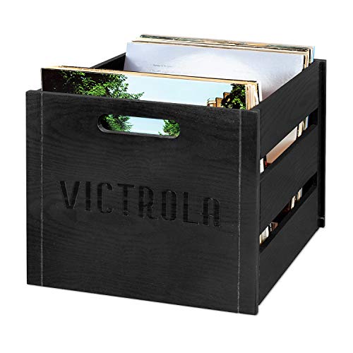 Victrola Wooden Record Crate Tabletop Vinyl Album Holder, Espresso P572466