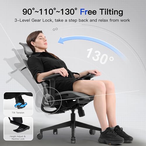 COMHOMA Ergonomic Big and Tall Gaming Chair 350 LBS with Lumbar Support, Black O381