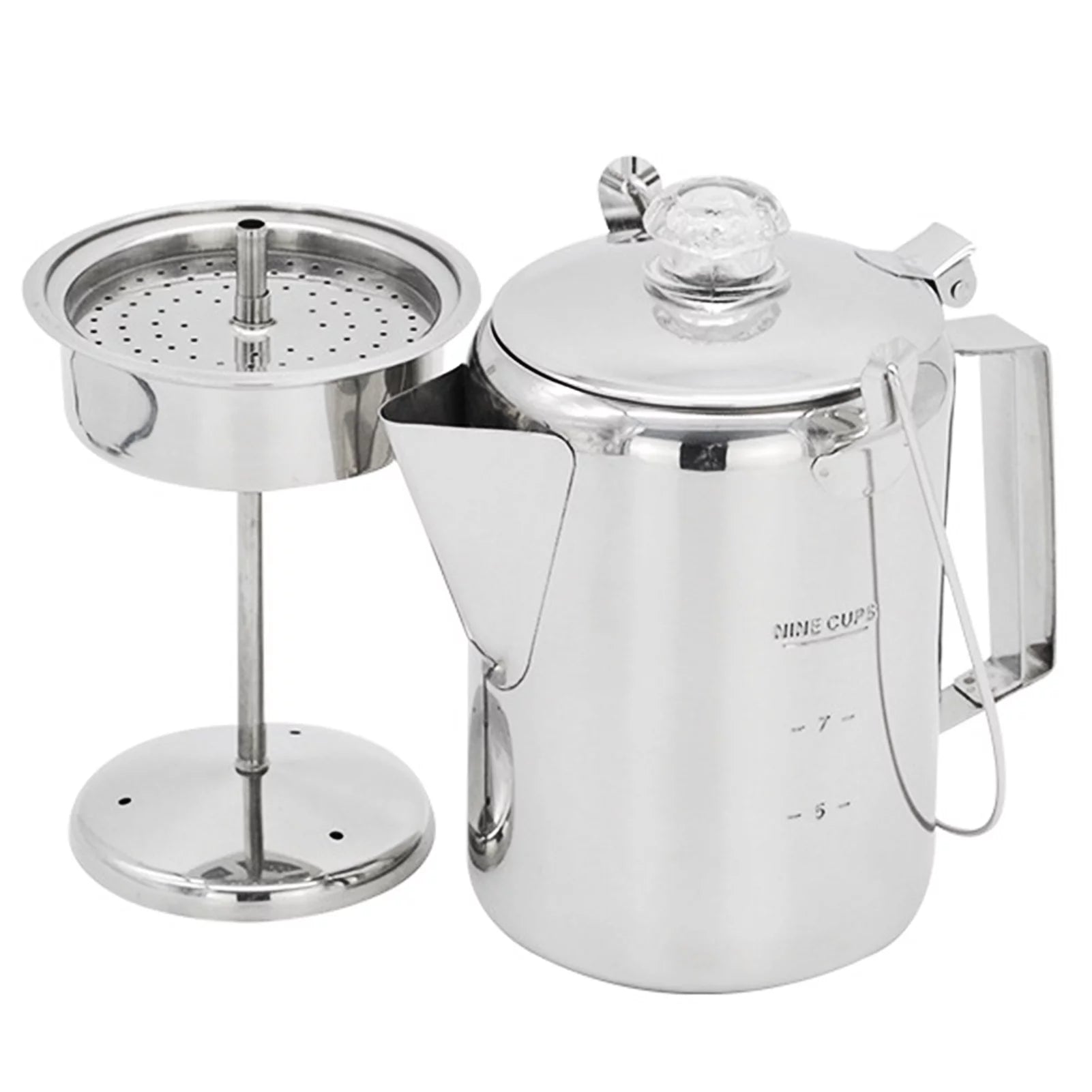 Tomfoto 1.2L  9 Cup Stainless Steel Percolator Coffee Pot Coffee Maker for Camping Home Kitchen