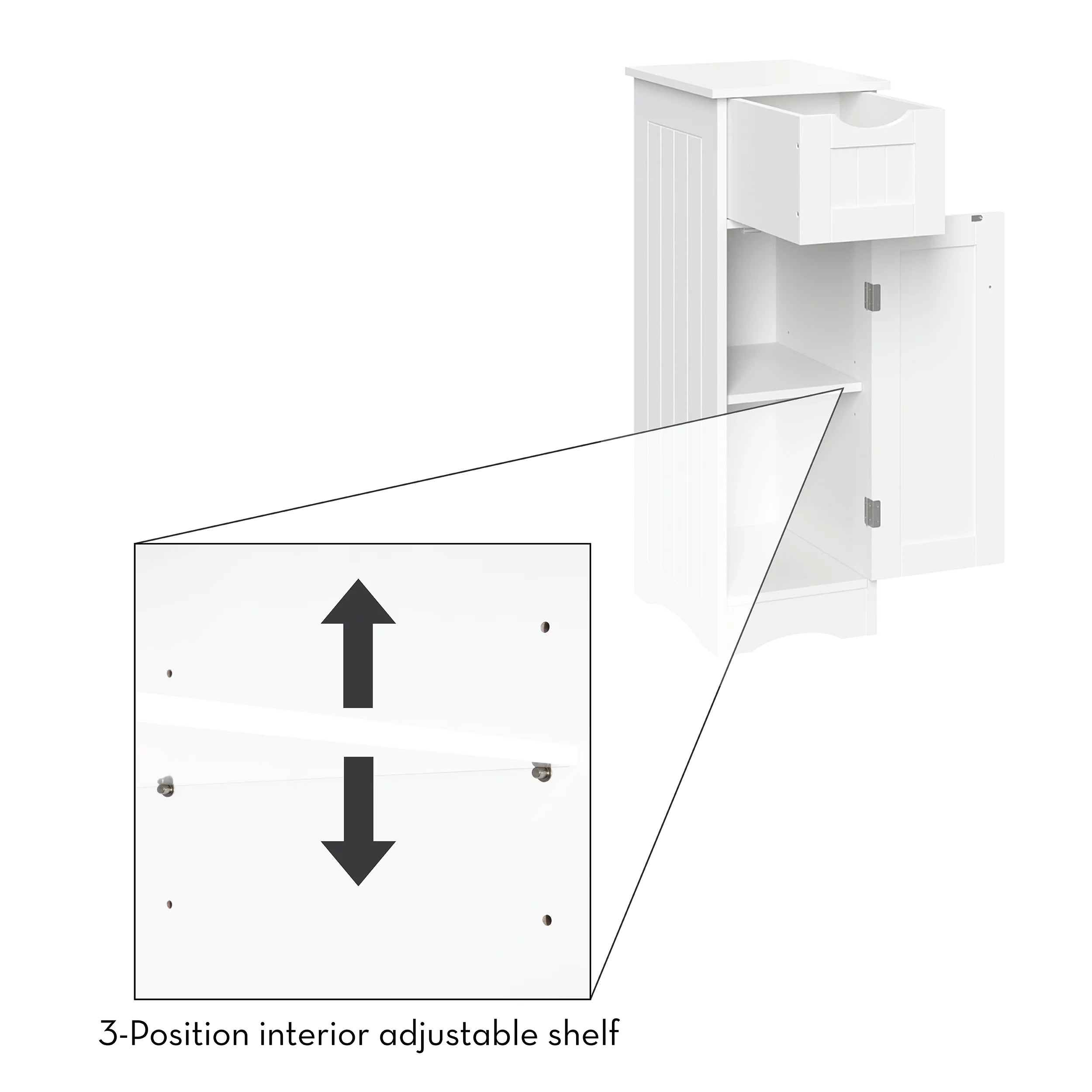 Ashland Slim Cabinet with Drawer, White W947