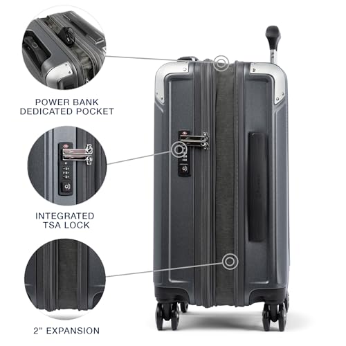 Travelpro Platinum Elite Hardside Expandable Carry-On Luggage, 8 Wheel Spinner, TSA Lock, 20-Inch X826544
