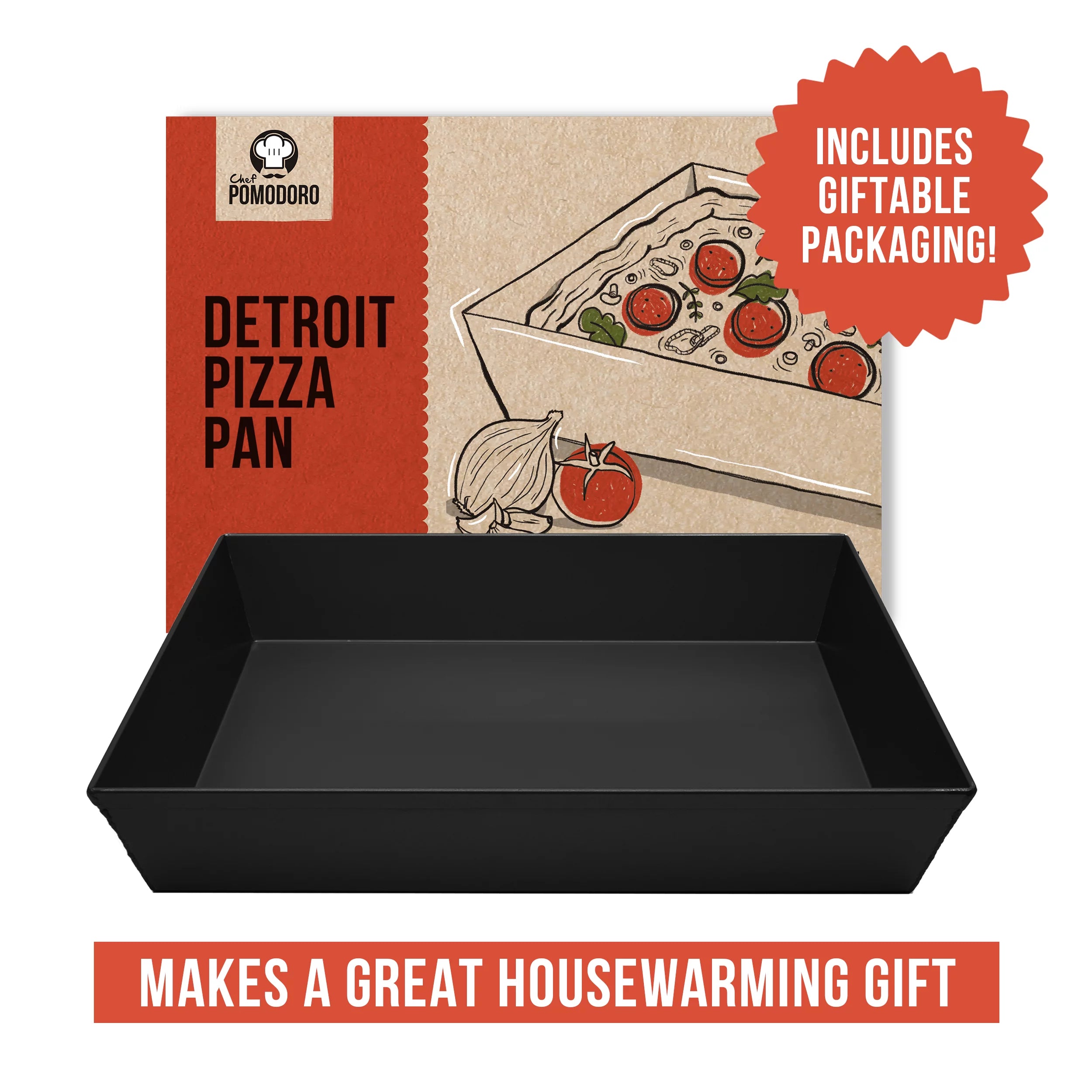 Chef Pomodoro Detroit Style Pizza Pan, 14 x 10", Anodized Aluminum X2414