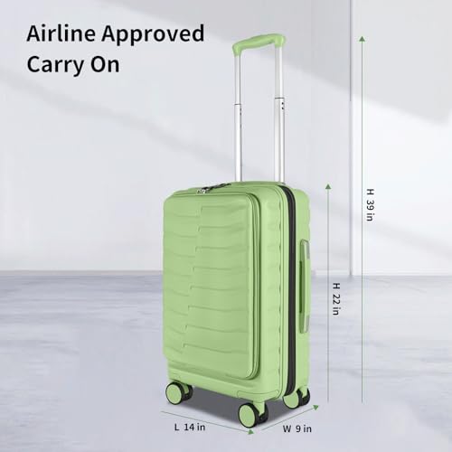 Lightweight 3-Piece Hardshell Luggage Set with Spinner Wheels & TSA Lock, Light Avocado Green B502471