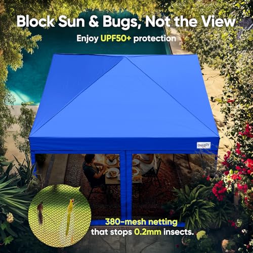Quictent 6.6'x6.6' Pop up Screened Canopy Tent with Mosquito Netting, Wheeled Carry Bag H89372