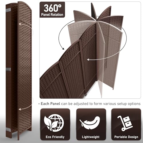 Sorbus 8-Panel Black Room Divider, 6 ft Tall Folding Privacy Screen T242