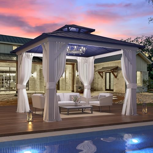EROMMY 14'x20' Hardtop Gazebo Double Roof Galvanized Steel Outdoor Pavilion G3084