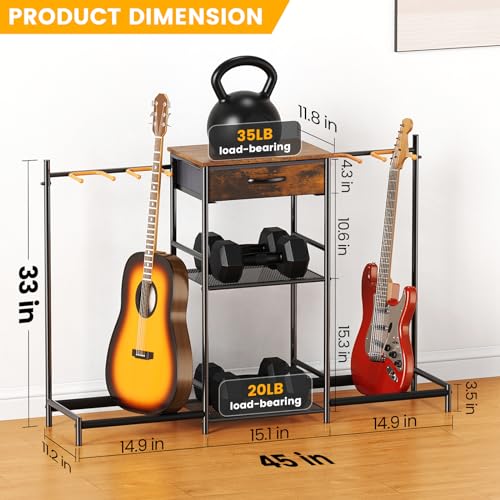 3-Tier Guitar Stand with 4 Holders and Amp Stand N407