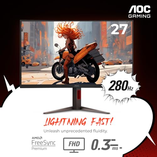 AOC 24G4 24" Gaming Monitor, Full HD IPS, 180Hz 1ms Y482158