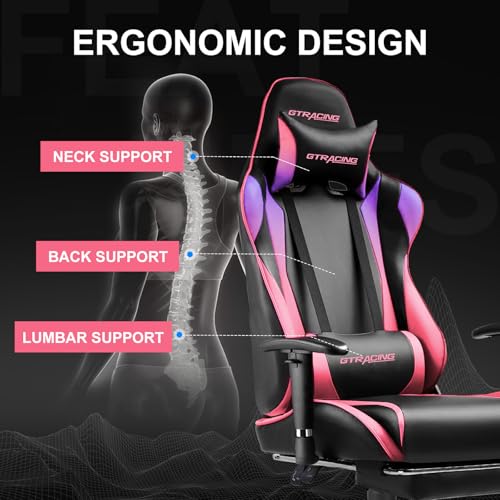 GTRACING Gaming Chair with Footrest, Blue R841