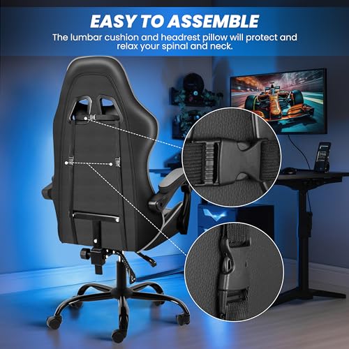 Gaming Chair with Footrest, Lumbar Support, Red/Black M9231