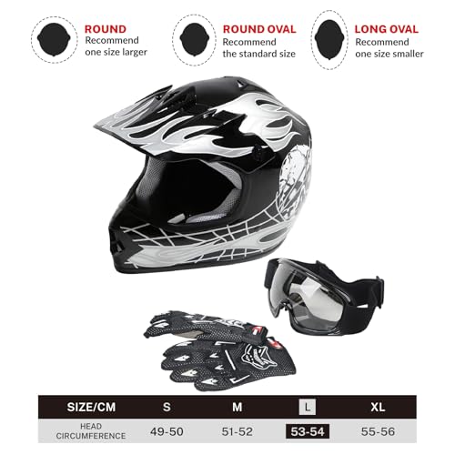 SLMOTO Dot Youth Kids Motocross Helmet Red Spider Design with Goggles and Gloves F254987