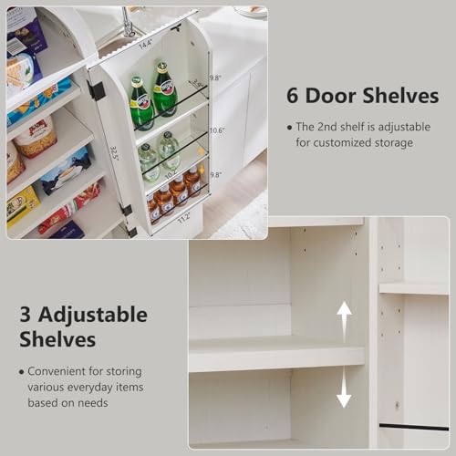 71" Tall Arched Kitchen Pantry, Modern Fluted Wood Storage Cabinet with Doors A419441