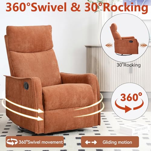 Massage Chair Recliner with Heat, Swivel Rocking, High Back Fabric Black V2333