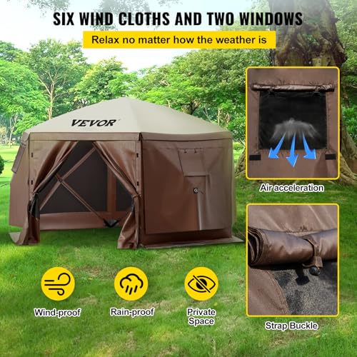 VEVOR Pop Up Gazebo Screen Tent 10x10ft with Mosquito Netting B21209
