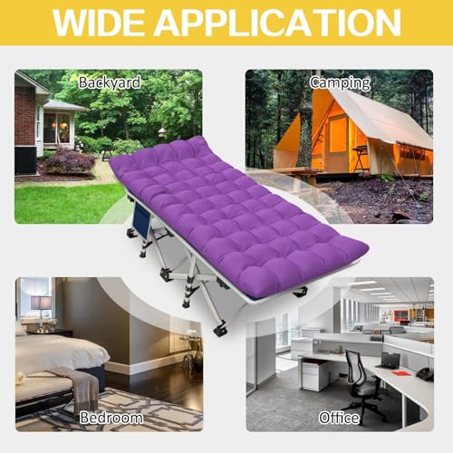 Camping Cot with Thick Pad, Folding Bed, Heavy Duty with Carry Bag I101