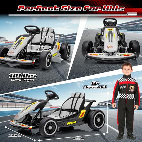 24V Electric Go Kart for Kids, 400W Drift Cart with EVA Tires, Red Y5542