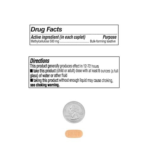 Equate Fiber Therapy Methylcellulose Caplets, 500 mg, 100 Count N5885