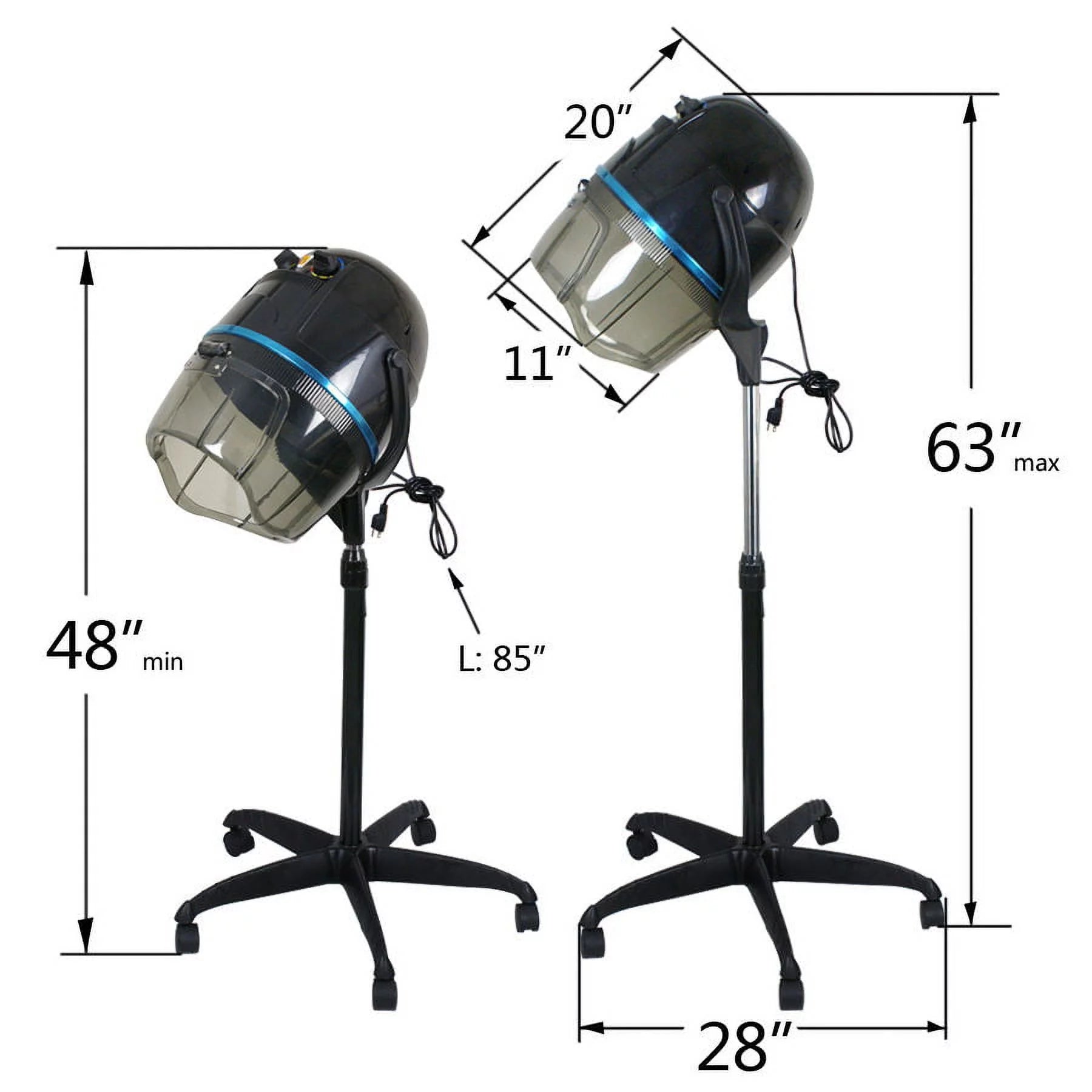 ZENSTYLE 1300W Rolling Floor Hair Dryer Black U5644
