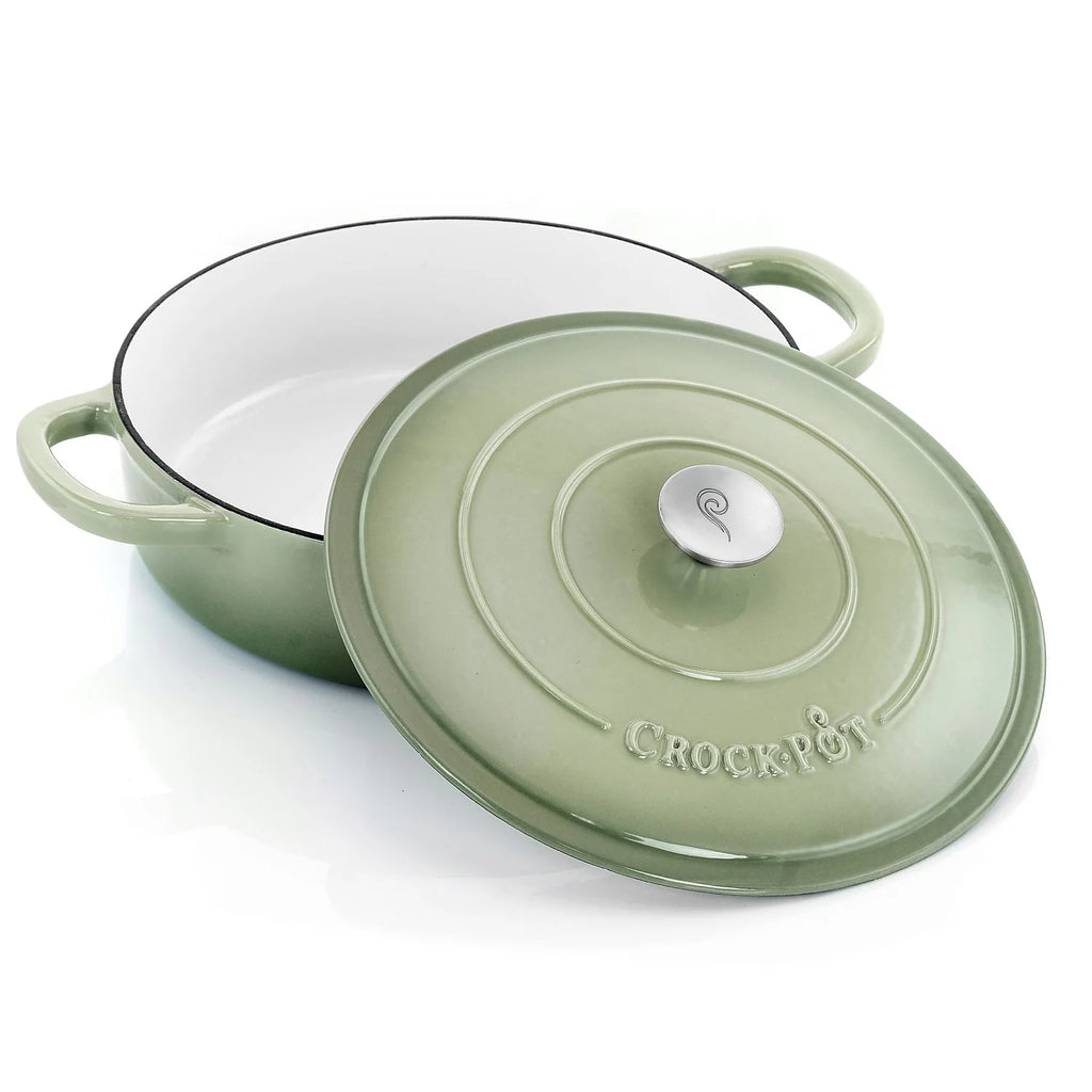 Crock Pot Artisan 5 Quart Enameled Cast Iron Braiser Pan with Lid, Pistachio Green T9166