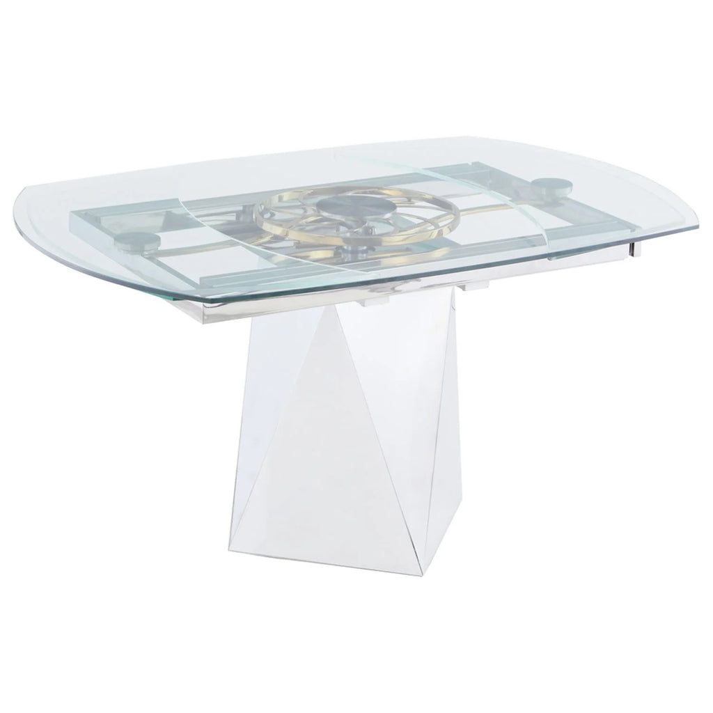 Milan Ariela 59" Steel and Glass Extendable Dining Table I46840