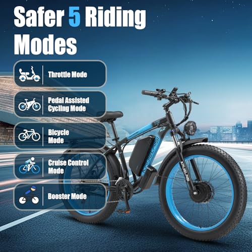 Electric Bike for Adult 4000W Peak Dual Motor 48V 23Ah 26 Inch Fat Tire Mountain Ebike F636