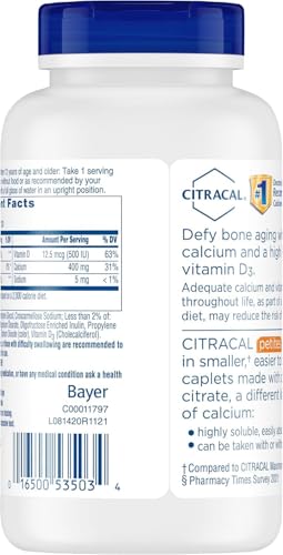 Citracals Petites Calcium Citrate + Vitamin D3, 200 Caplets, Pack of 3 Y997961