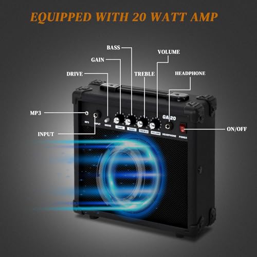 Ktaxon 39 Inch Electric Guitar Kit with 20W Amp, Bag, Strap, Cable, Accessories W1993