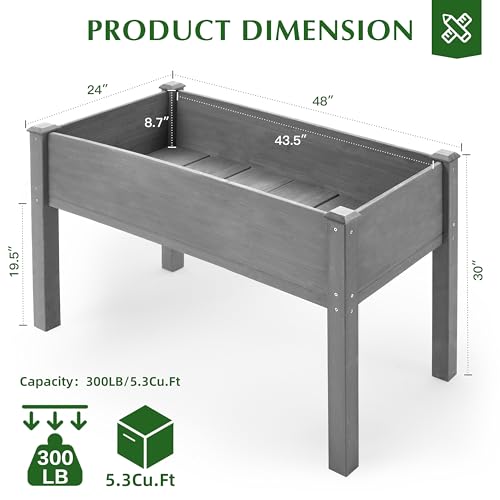 Raised Garden Bed with Legs 40x20x31 Outdoor Wood Planter Box N314255
