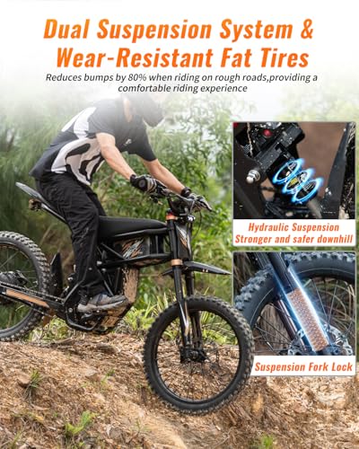 2000W/3000W GT73 Electric Dirt Bike for Adults, 25" Fat Tires, Dual Removable Battery T652