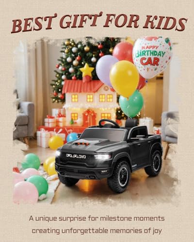12V Licensed Ram 1500 Ride on Truck for Kids with Parent Remote Control, Black I703183