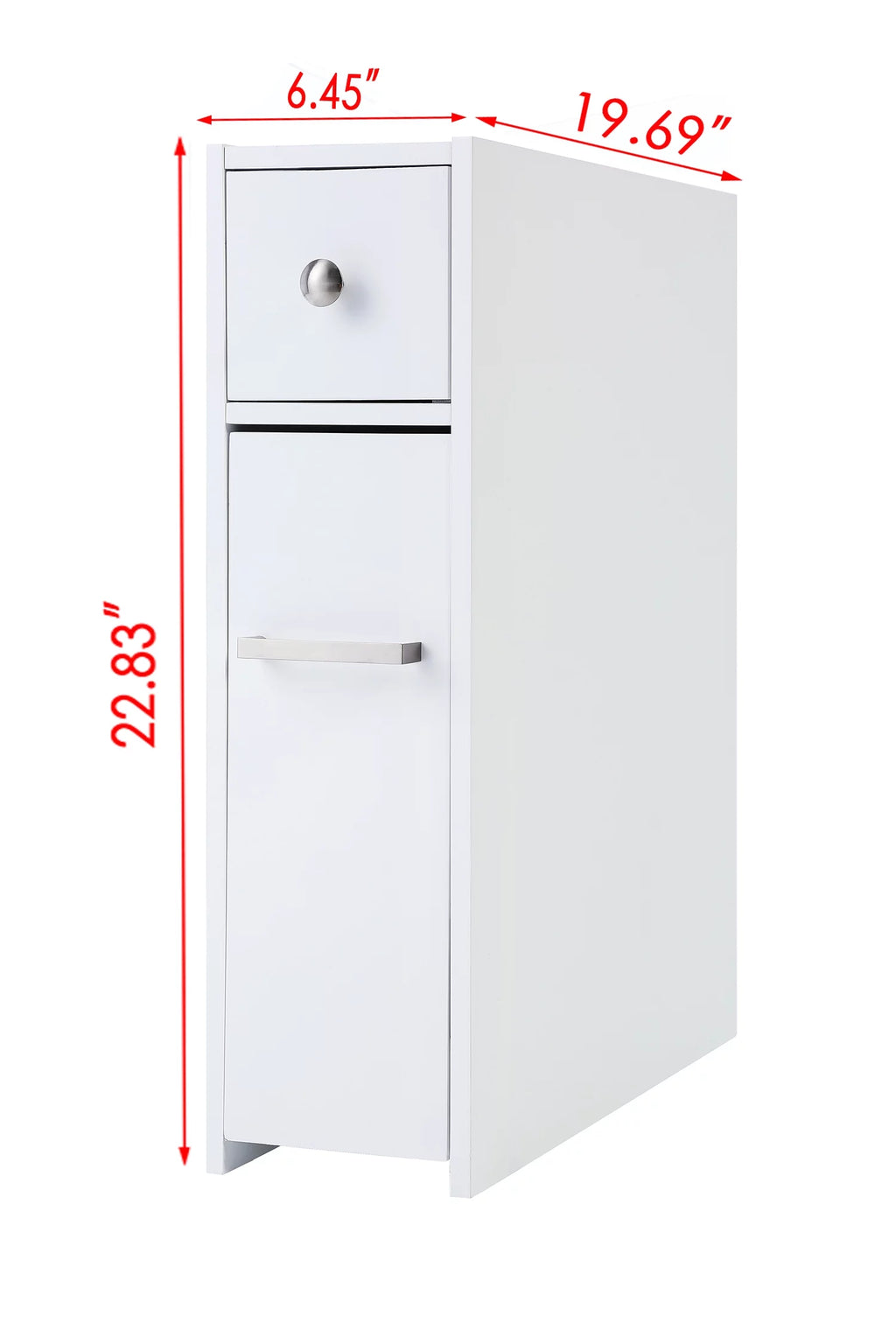 Spirich Home Slim Bathroom Storage Cabinet with Slide Out Drawer, White D910171