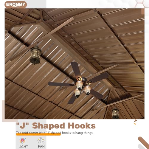 EROMMY 14'x20' Hardtop Gazebo Double Roof Galvanized Steel Outdoor Pavilion G3084