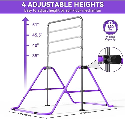 FBSPORT Gymnastics Bar for Kids, Adjustable Height, Folding W6973