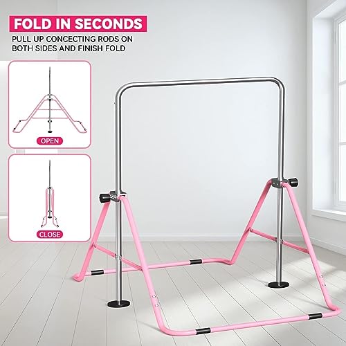 FBSPORT Gymnastics Bar for Kids, Adjustable Height, Folding W6973