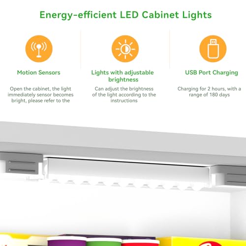 50" LED Kitchen Pantry Cabinet with Doors and Adjustable Shelves N13021