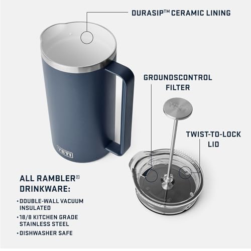 YETI Rambler French Press Coffee Maker with GroundsControl Filter C864