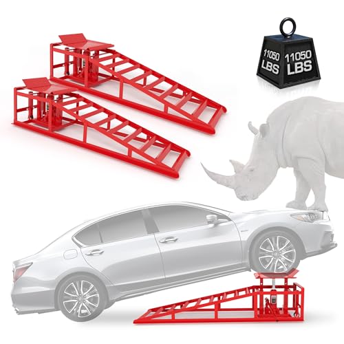 2 Pack Hydraulic Car Ramps 11050LBS High Lift 9"-14.2" Heavy Duty Steel M6524