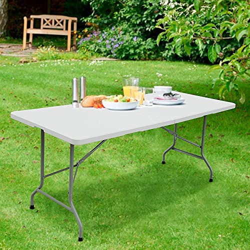 6ft Folding Table White Plastic Portable Indoor Outdoor K370