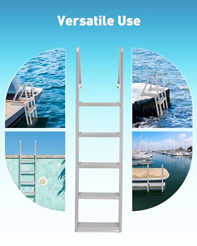 CO-Z 3 Step Removable Dock Ladder for Pontoon Boat, Aluminum Swim Ladder with Nonslip Tread O80708