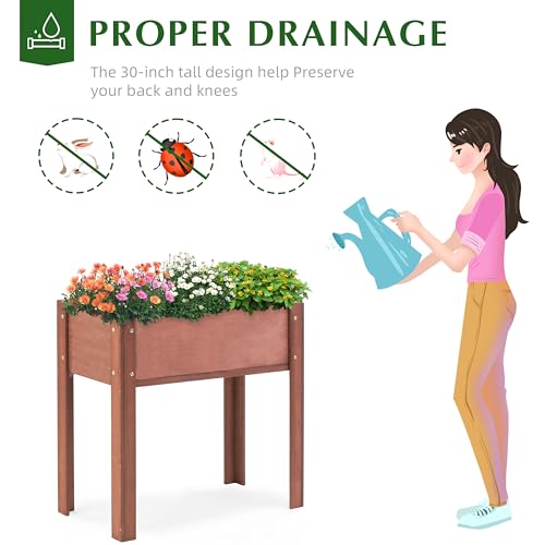 Raised Garden Bed with Legs 40x20x31 Outdoor Wood Planter Box N314255