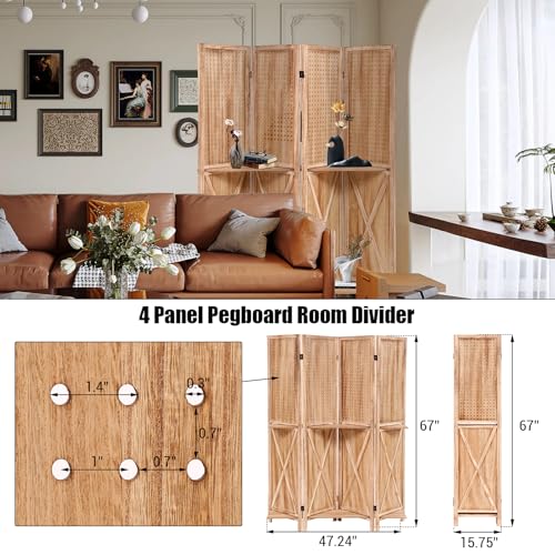 Japanese Shoji Room Divider 6 Panel Folding Wooden Screen 5.6FT I82869