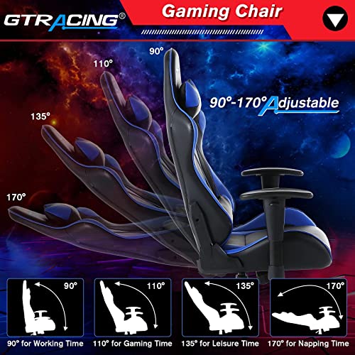GTRACING Gaming Chair with Footrest, Blue R841