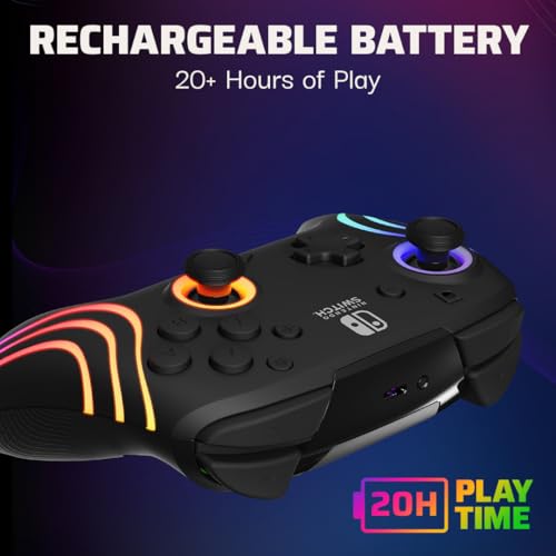 PDP Afterglow Wave Wireless RGB Gaming Controller for Nintendo Switch, Black I1528