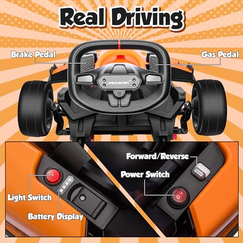 ENYOPRO 24V 7Ah Electric Go Kart for Kids, Licensed McLaren Go Cart with Adjustable Seat P158