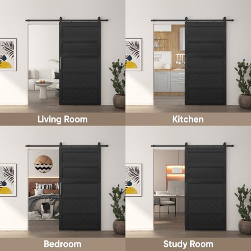JUBEST 36" x 84" Sliding Barn Door Kit with Hardware, Black R91690