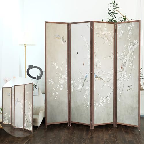 6 Panel Room Divider Screen, Double Faced, Mountain Landscape, 67" H x 94.5" W B114